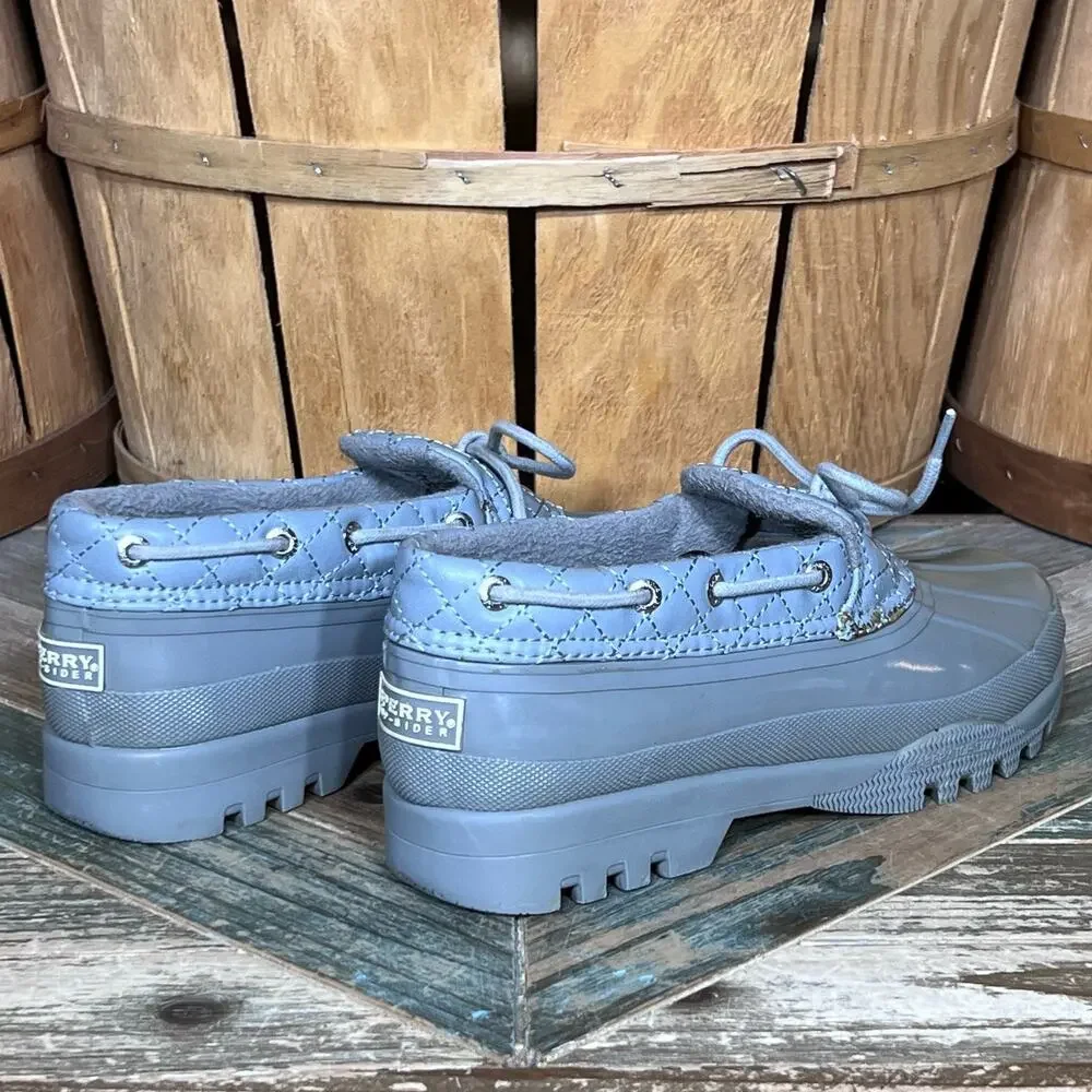 Sperry Heron Seal Low Gray Quilted Leather Waterproof Duck Shoes Women Size 6.5